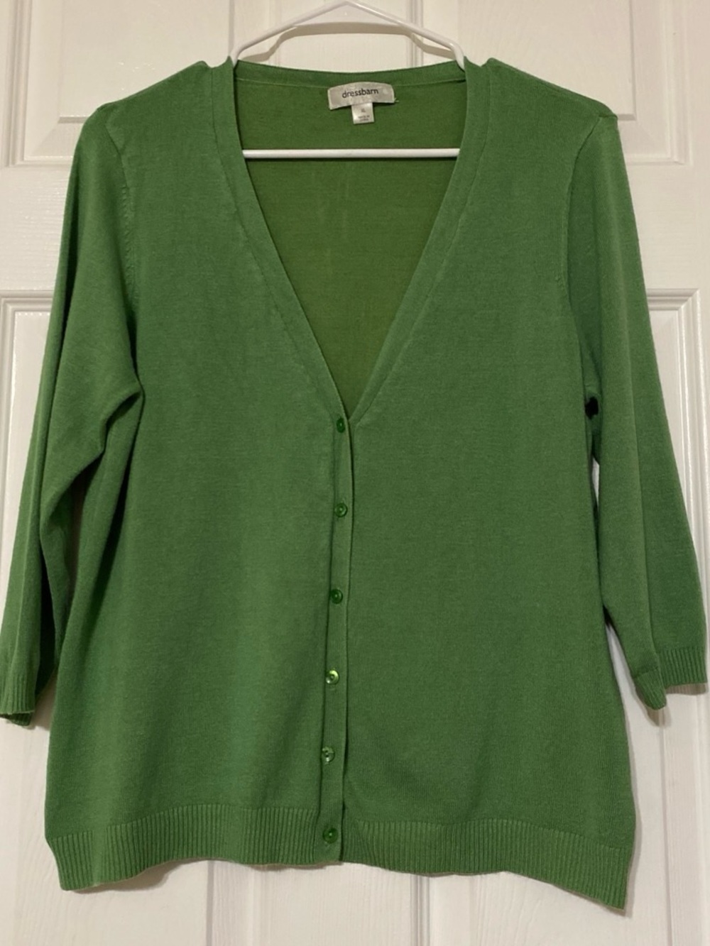 dressbarn Kelly Green V-Neck Button Cardigan